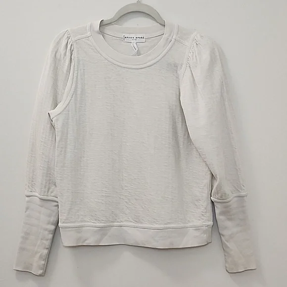 Apiece Apart 100% Organic Cotton Olimpio Sweatshirt Off White Cream Sz XS - Picture 4 of 16